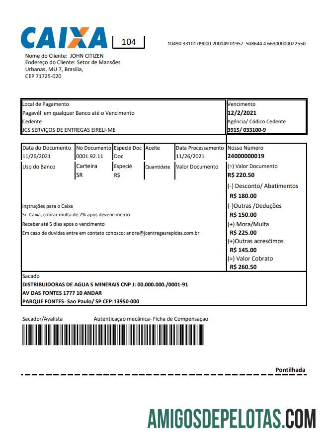 Extrato Bancário da Caixa Brasil em branco Modelo fácil de preencher em formato Excel e PDF